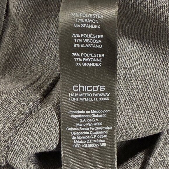 Chicos So Slimming Peyton Pants Womens Sz 0.5 (6) Dark Gray Ponte Knit Tapered - Picture 8 of 11